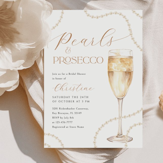 Invitación Perlas y ducha de oro Prosecco (Subido por el creador)