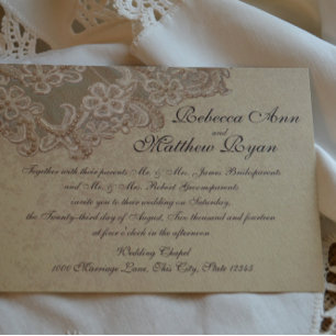 Invitación Perlas y encajes de novias antiguas