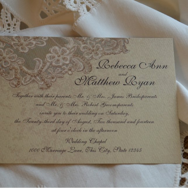 Invitación Perlas y encajes de novias antiguas (Subido por el creador)