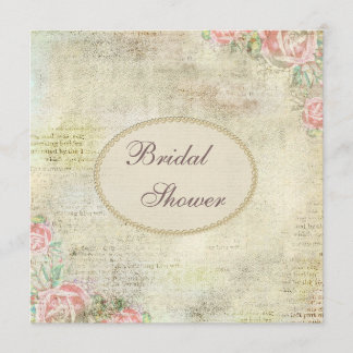 Invitación Perlas y encajes Shabby Rosas Chic Ducha nupcial