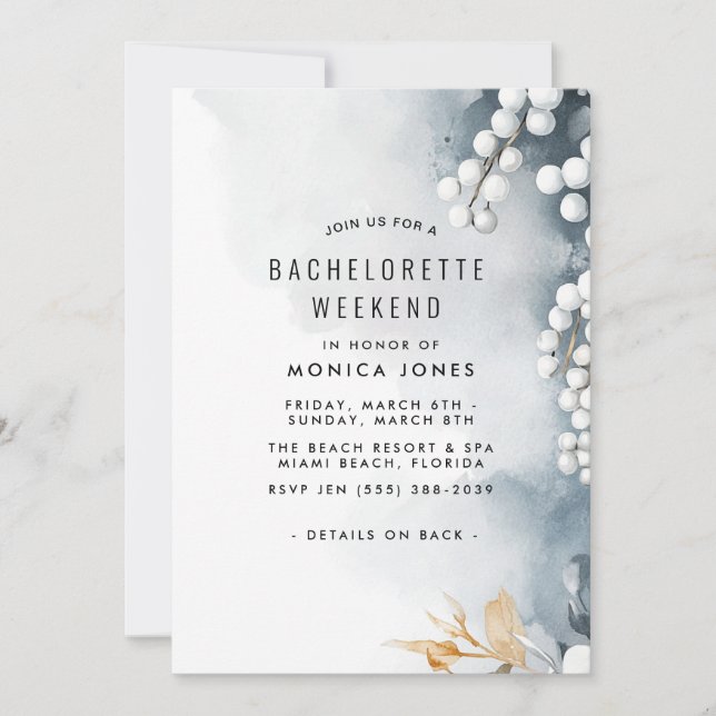 Invitación Perlas y fiesta floral de fin de semana de soltera (Anverso)