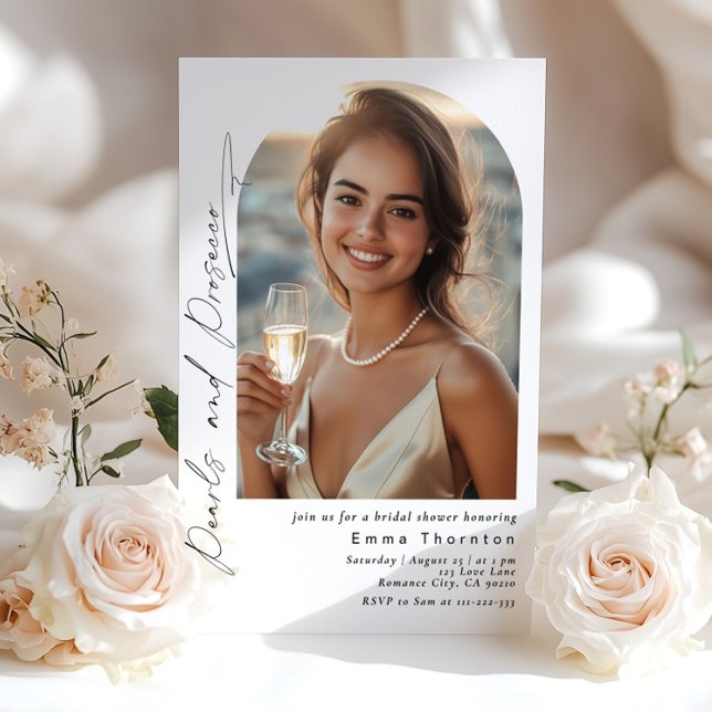 Invitación Perlas y marea minimalista de Prosecco (Subido por el creador)