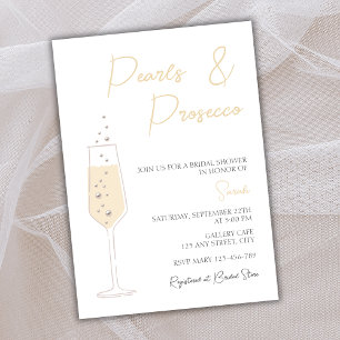 Invitación Perlas Y Moda Elegante Prosecco Ducha De Novias