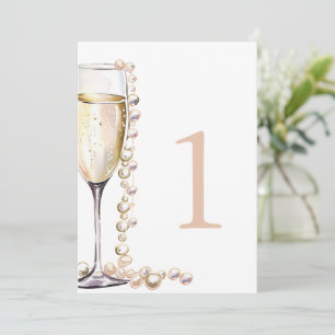 Invitación Perlas y número de la mesa de ducha de novia Prose