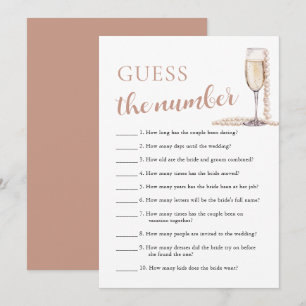 Invitación Perlas y Prosecco Adivina el Número Juego de Despe