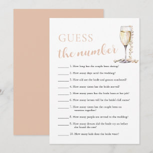 Invitación Perlas y Prosecco Adivina el Número Juego de Despe