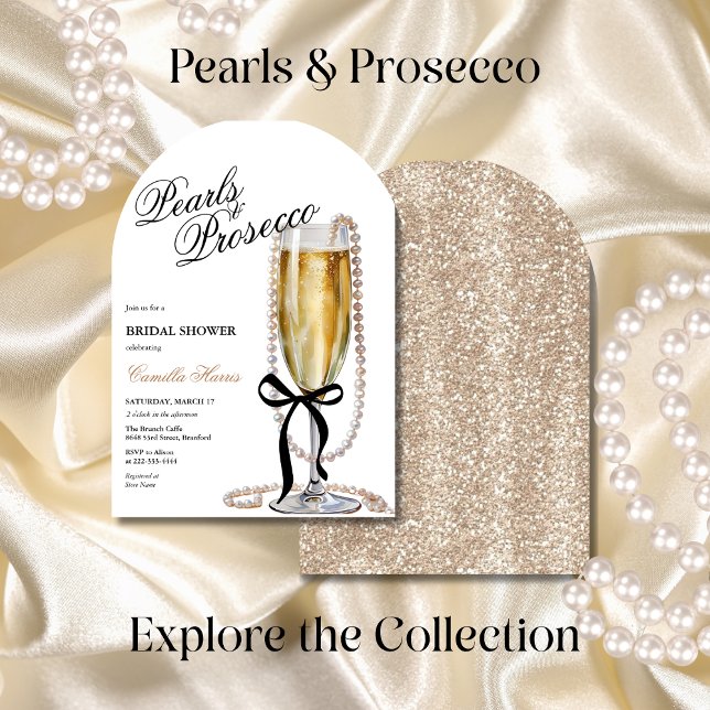 Invitación Perlas y Prosecco Black Bow Bridal Shower (Subido por el creador)