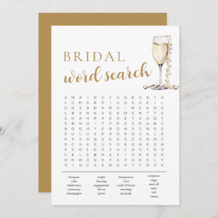 Invitación Perlas y Prosecco Bridal Shower Word Search Game