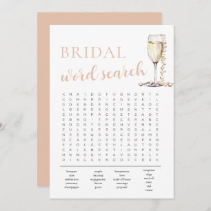 Invitación Perlas y Prosecco Bridal Shower Word Search Game