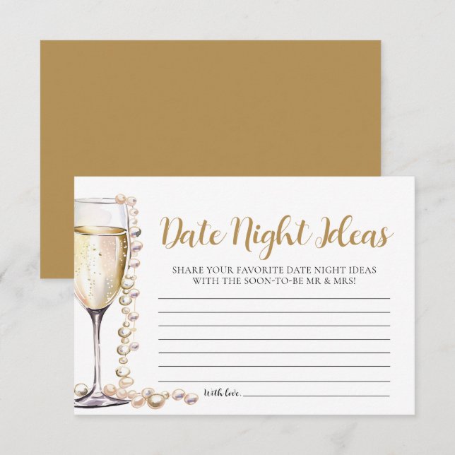 Invitación Perlas y prosecco citas ideas nocturnas ducha de n (Anverso / Reverso)