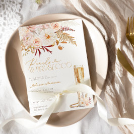 Invitación Perlas y prosecco con ducha de nubes florales