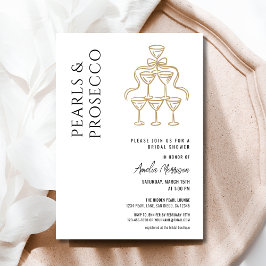 Invitación Perlas y Prosecco ducha de novia Champagne