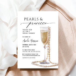 Invitación Perlas y Prosecco ducha de novia Champagne