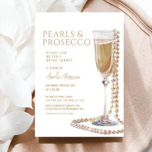 Invitación Perlas y Prosecco ducha de novia Champagne
