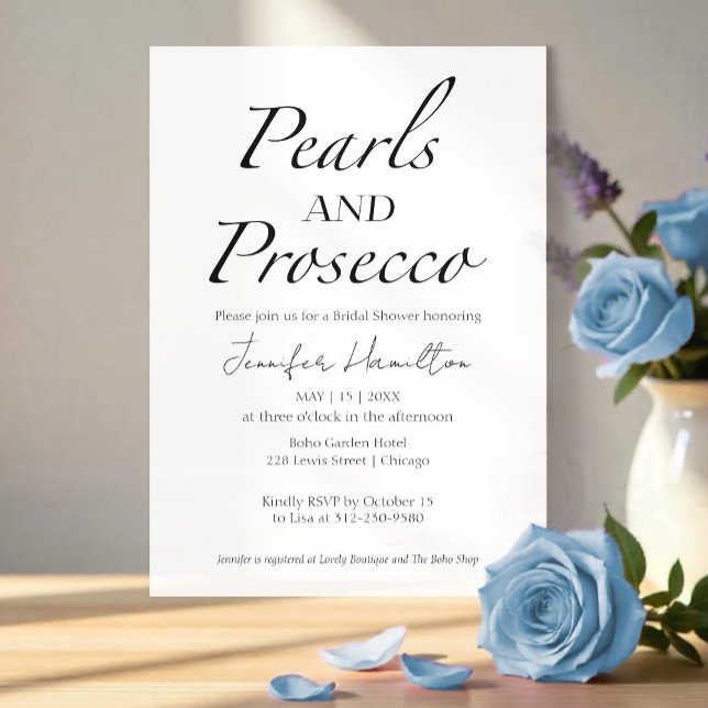 Invitación Perlas y Prosecco | Ducha de novia negra y blanca (Subido por el creador)