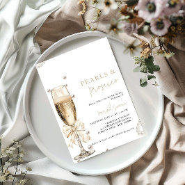 Invitación Perlas y Prosecco Ducha de novias