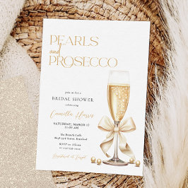Invitación Perlas y Prosecco Ducha Mínima de Novias