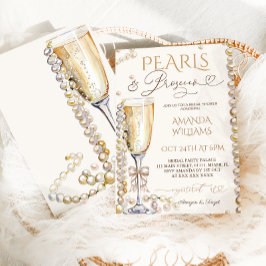 Invitación Perlas y Prosecco Elegante Ducha Bridal