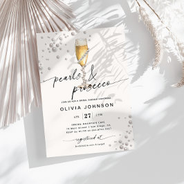 Invitación Perlas y Prosecco Elegante Ducha Bridal