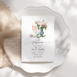 Invitación Perlas y prosecco elegante ducha nupcial