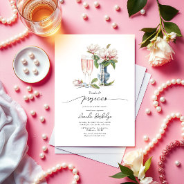 Invitación Perlas y prosecco elegante ducha nupcial
