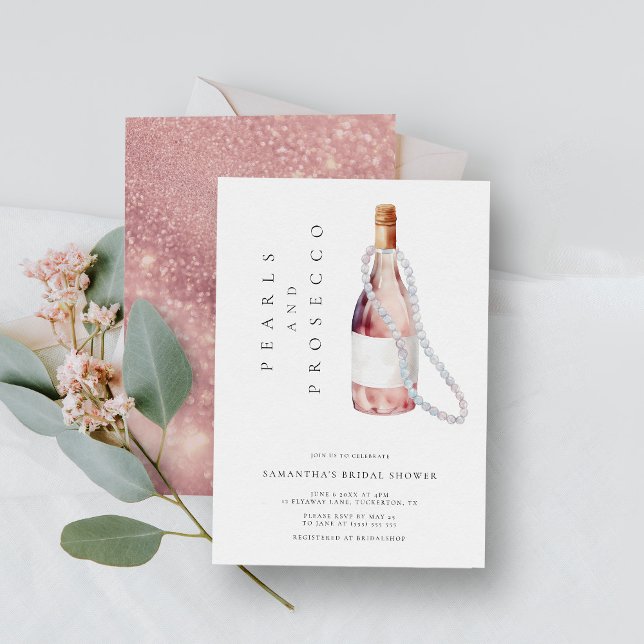 Invitación Perlas y prosecco elegante ducha nupcial (Subido por el creador)