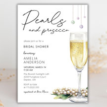 Perlas Y Prosecco Elegante Vegetación Ducha Bridal