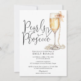 Invitación Perlas Y Prosecco Fiesta Elegante de Despedida de 