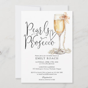 Invitación Perlas Y Prosecco Fiesta Elegante de Despedida de 