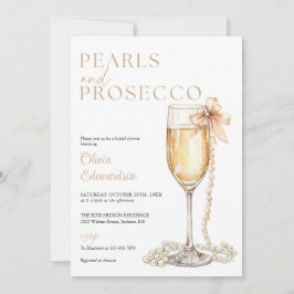 Invitación Perlas Y Prosecco Foto Código QR Ducha De Novias