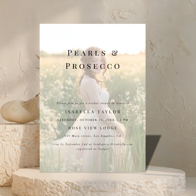 Invitación Perlas y Prosecco | Foto simple de ducha de novia (Subido por el creador)