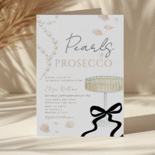 Invitación Perlas y Prosecco Lazo de Marfil Desayuno de Despe