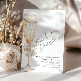 Invitación Perlas y Prosecco mínimo de ducha nupcial moderna