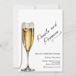 Invitación Perlas y Prosecco mínimo de ducha nupcial moderna
