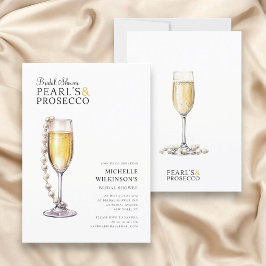Invitación perlas y prosecco moderna mínima ducha de novia