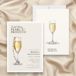 Invitación perlas y prosecco moderno mínimo