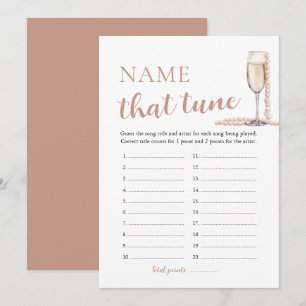 Invitación Perlas y Prosecco Nombra esa Canción Juego Nupcial