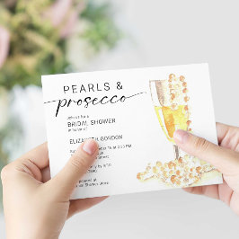 Invitación Perlas y Prosecco Personalizado de ducha de novia 