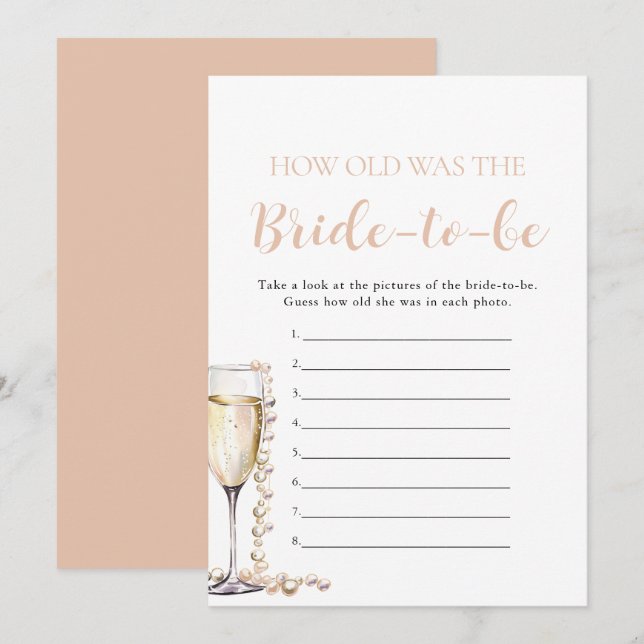 Invitación Perlas y prosecco ¿Qué edad tenía la futura novia? (Anverso / Reverso)