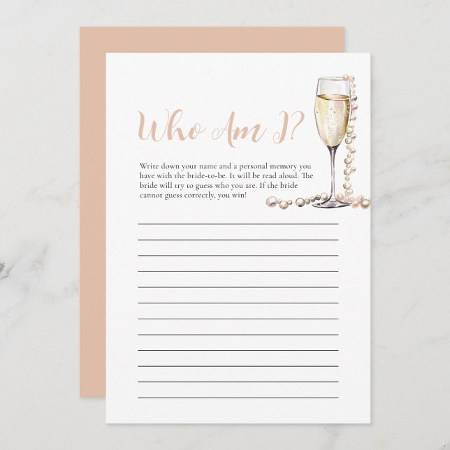 Invitación Perlas y prosecco que soy el juego de la ducha de  (Anverso / Reverso)