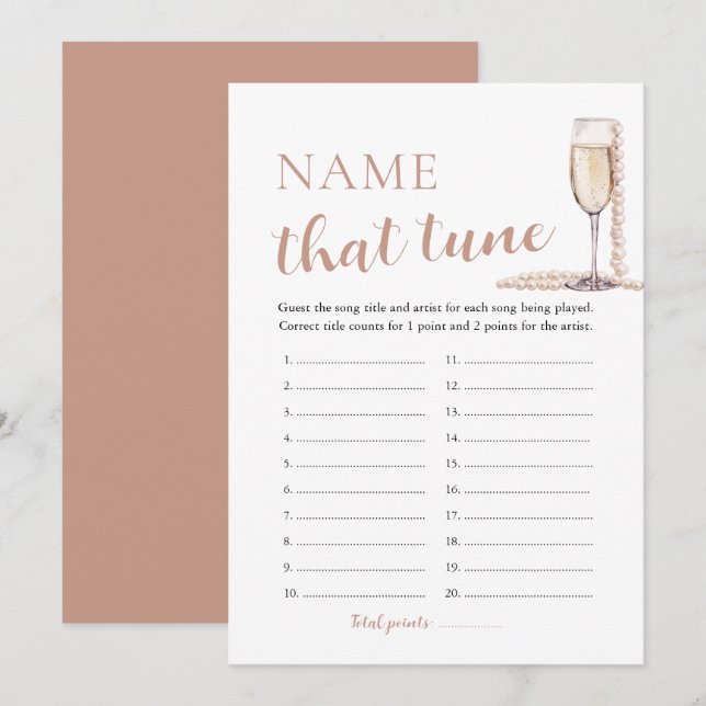 Invitación Perlas y prosecco que unen juego de novias (Anverso / Reverso)