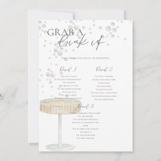 Invitación Perlas y Prosecco Toma una Bebida Juego de Despedi