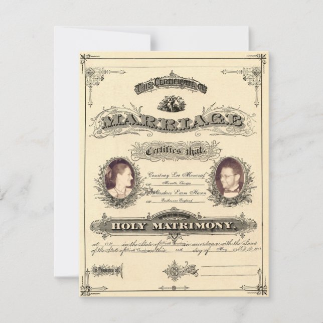 Invitación Permiso de matrimonio del vintage (fuente egoísta) (Anverso)