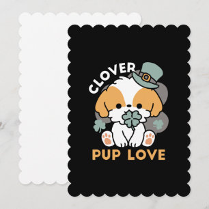 Invitación Perrito Afortunado con Trébol – Regalo del Día de 