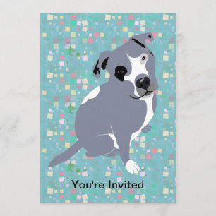 Invitación Perrito gris lindo de Pitbull en modelo de los