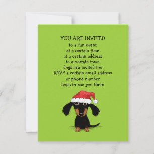 Invitación Perrito salchicha adorable Santa Claus Fiesta de N