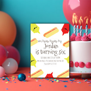 Invitación Perritos Mostaza Ketchup BBQ Fiesta Diggity