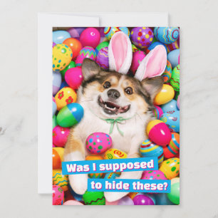 Invitación Perro acostado sobre huevos de Pascua
