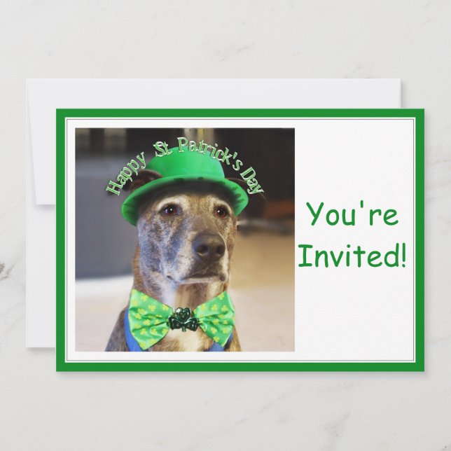 Invitación Perro afortunado del Día de San Patricio (Anverso)