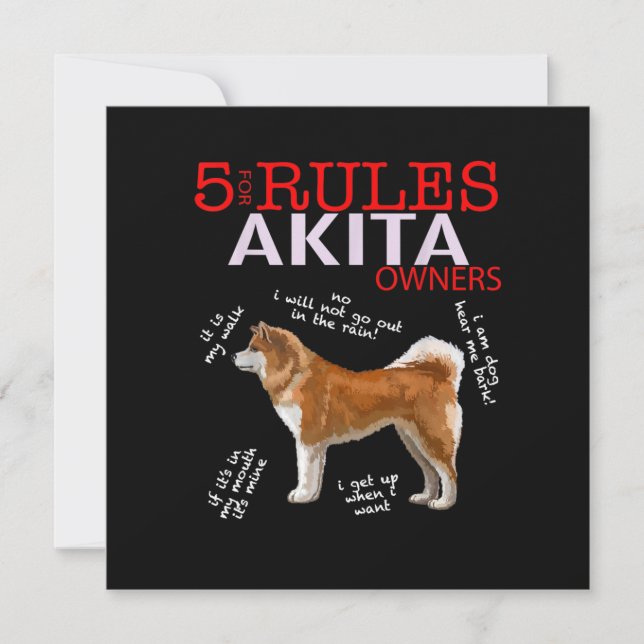 Invitación Perro Akita| 5 Propietario del Perro Akita (Anverso)
